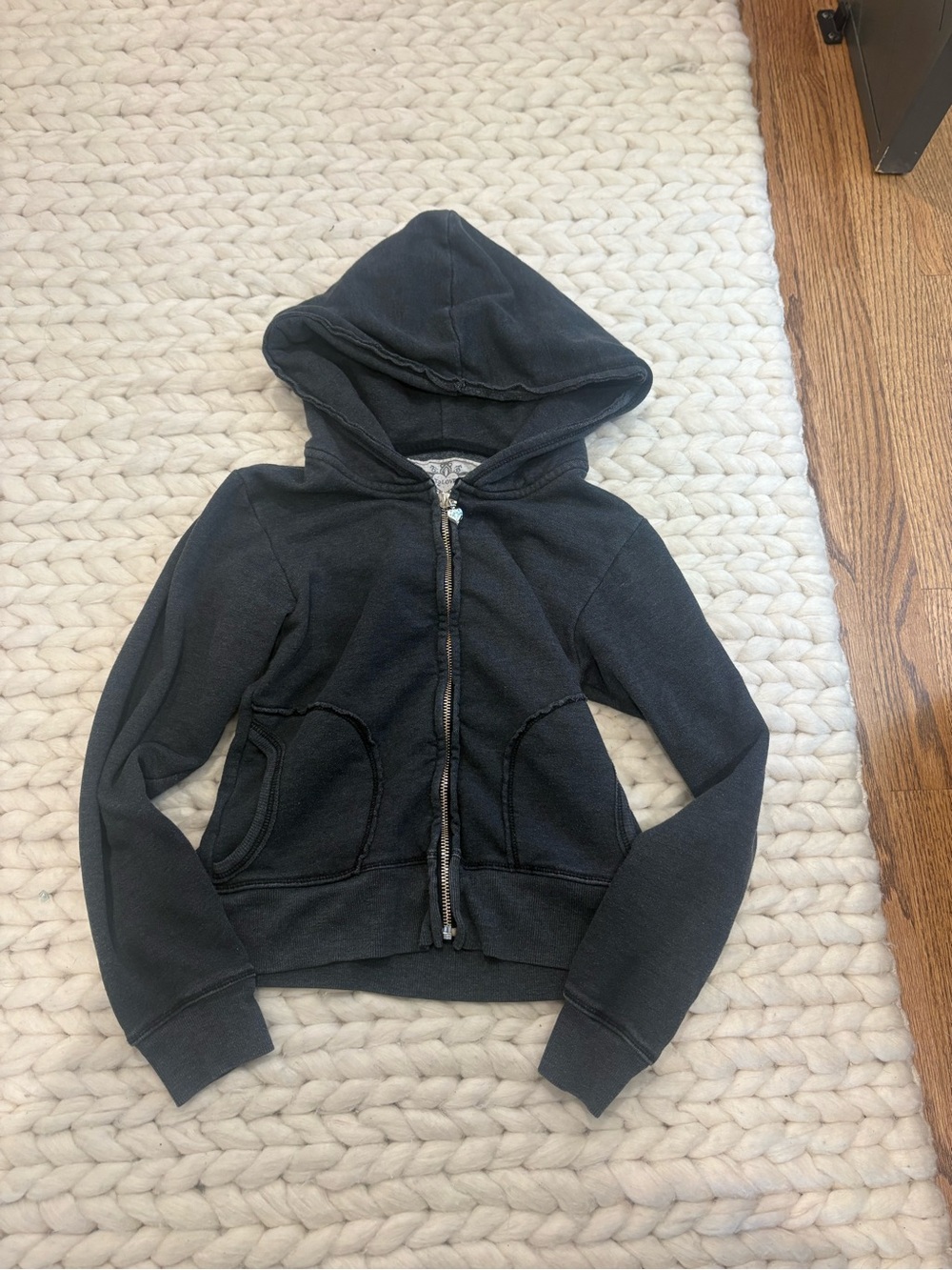 Vintage grey Hooded Zip-Up Jacket